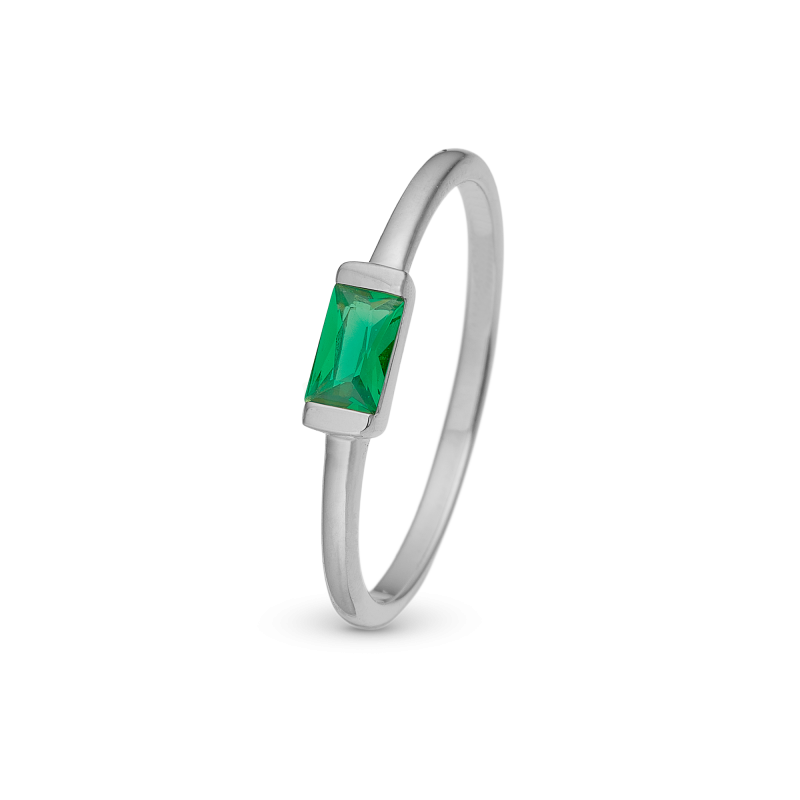 Prsteň - Green single Baguette 2