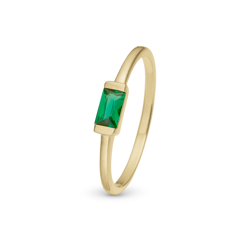 Prsteň - Green single Baguette 2