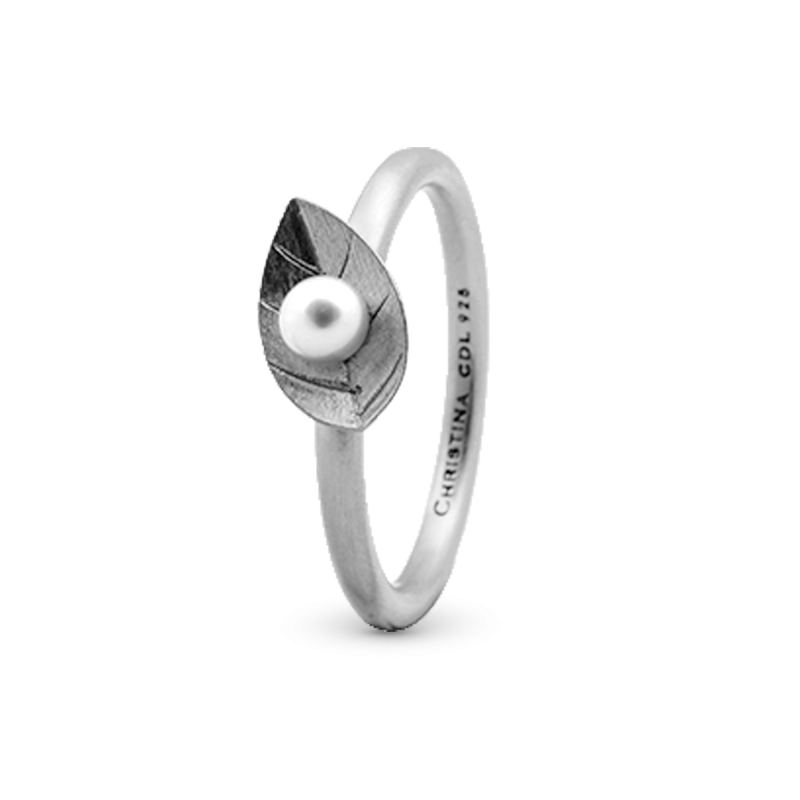 Prsteň - Pearl Leaf, silver 2