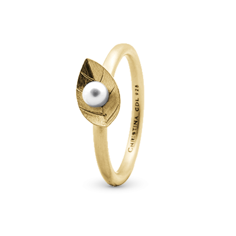 Prsteň - Pearl Leaf, goldpl. 2