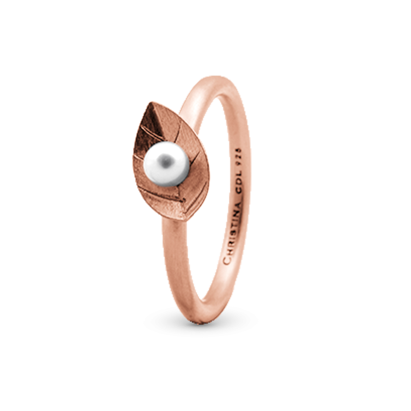Prsteň - Pearl Leaf, rose goldpl. 2
