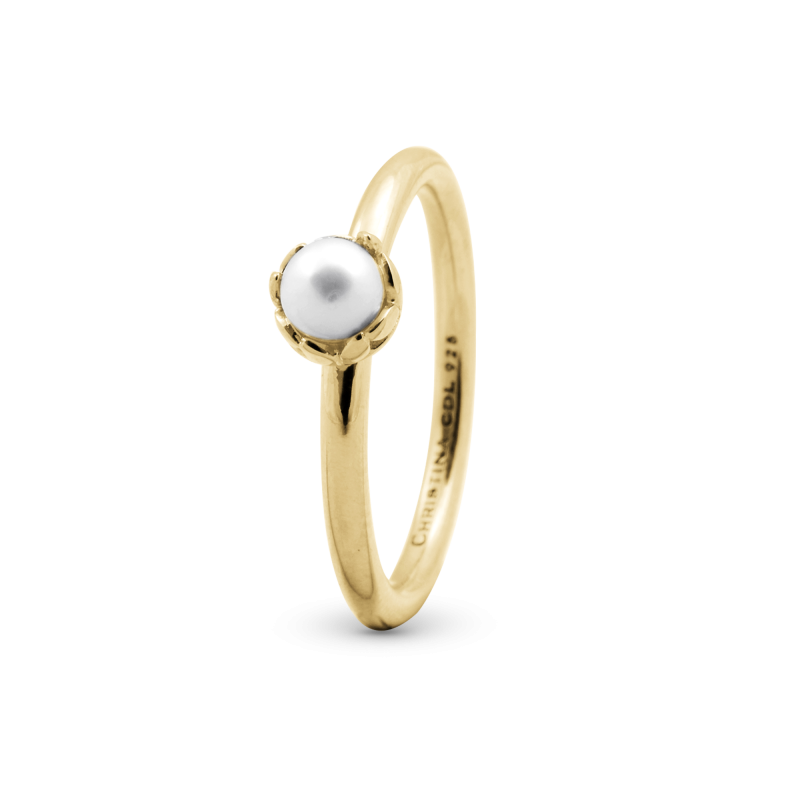 Prsteň - Pearl Flower, goldpl 2