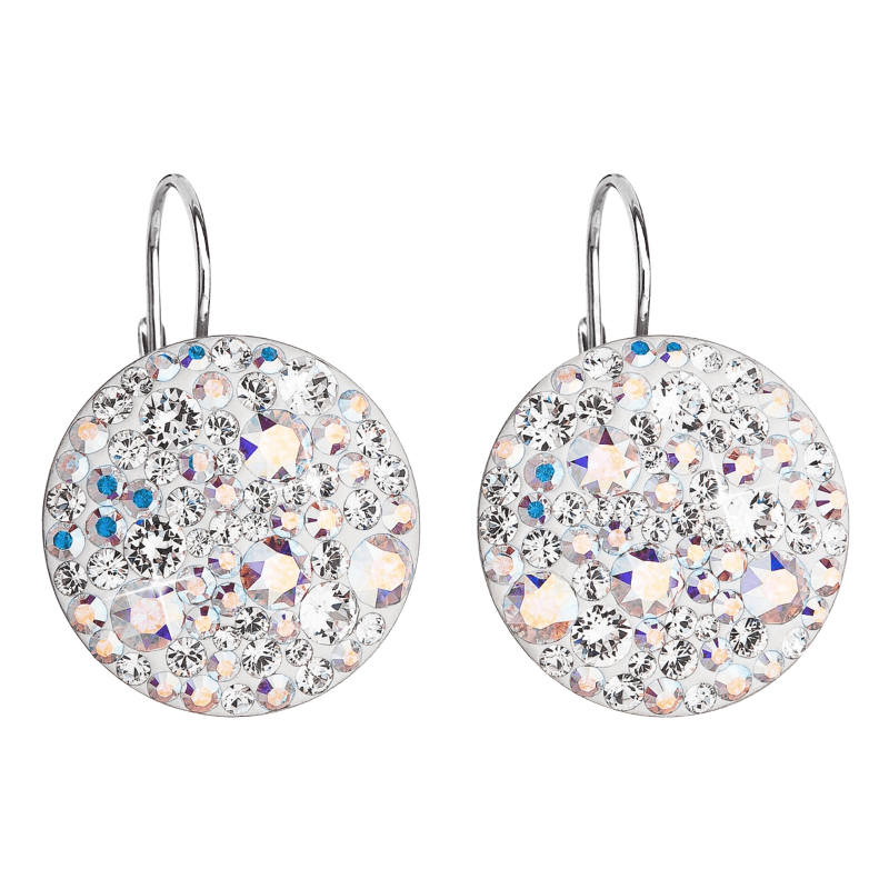 Strieborné náušnice visiace s krištálmi Swarovski okrúhle 31161.2 CRYSTAL AB 2