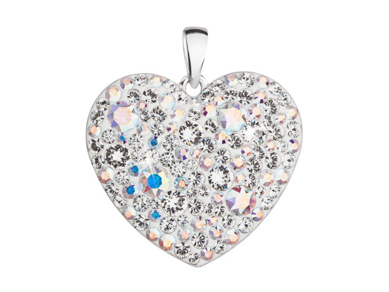 Strieborný prívesok s krištáľmi Swarovski srdce crystal AB 34243.2 2