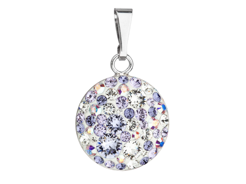 Strieborný prívesok s krištálmi Swarovski okrúhly VIOLET 34225.3 2