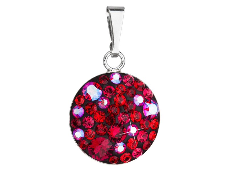 Strieborný prívesok s krištálmi Swarovski okrúhly CHERRY 34225.3 2