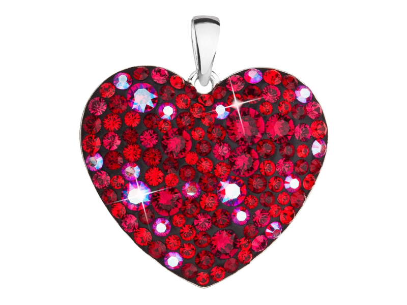 Strieborný prívesok s krištáľmi Swarovski srdce CHERRY 34243.3 2