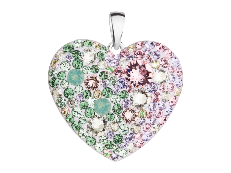 Strieborný prívesok s krištáľmi Swarovski srdce SAKURA 34243.3 2