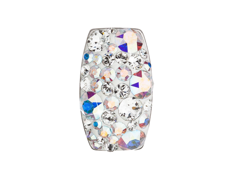 Strieborný prívesok s krištáľmi Swarovski mix farieb obdĺžnik CRYSTAL AB 34194.2 2