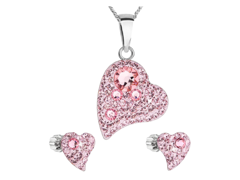 Sada šperkov s krištálmi Swarovski náušnice,retiazka a prívesok srdce 39170.3 Light rose 2