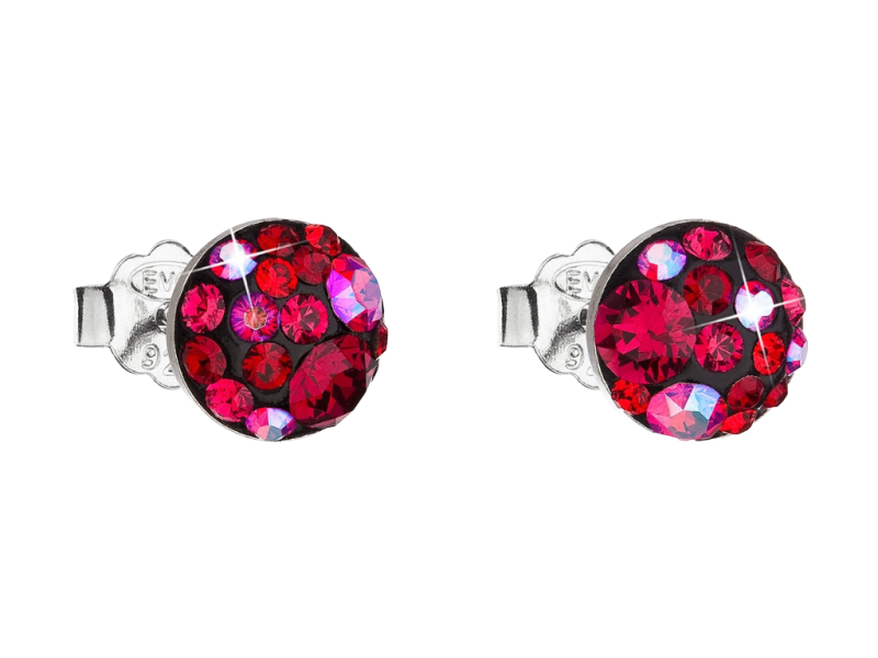 Strieborné náušnice kôstky Swarovski 31136.3 cherry 2