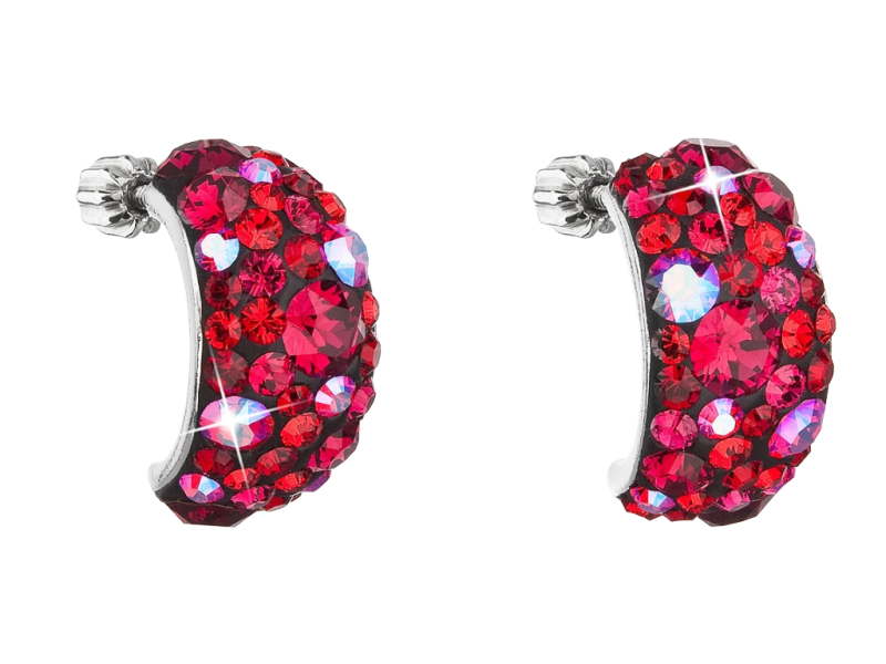 Strieborné náušnice polkruh s krištáľmi Swarovski 31164.3 Cherry 2