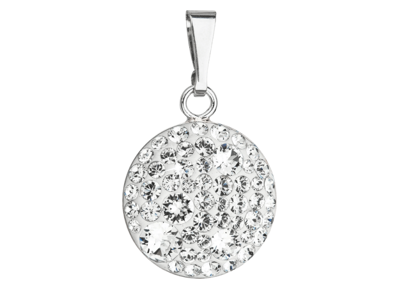 Strieborný prívesok s krištálmi Swarovski okrúhly KRYSTAL 34225.1 2