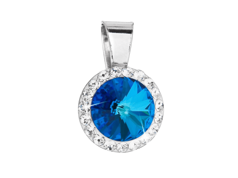 Strieborný prívesok s krištálmi Swarovski modrý okrúhly 34251.5 bermuda blue 2