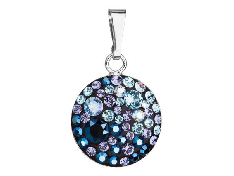 Strieborný prívesok s krištálmi Swarovski okrúhly BLUE STYLE 34225.3 2