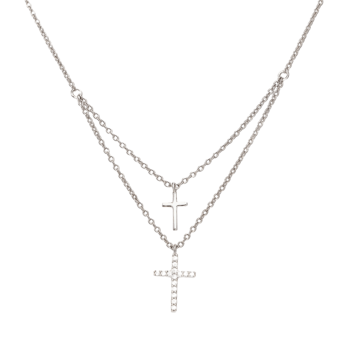 Strieborný náhrdelnik AMEN s dvomi krížikmi cl2crossbbz 2