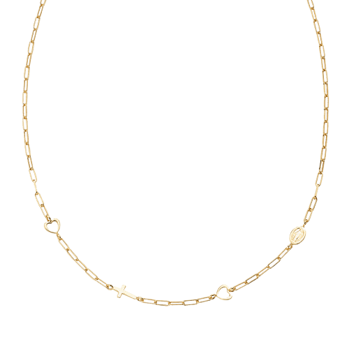 Pozlátený strieborný náhrdelník AMEN s krížom, srdcom a medajlónom clcacrmig3 2
