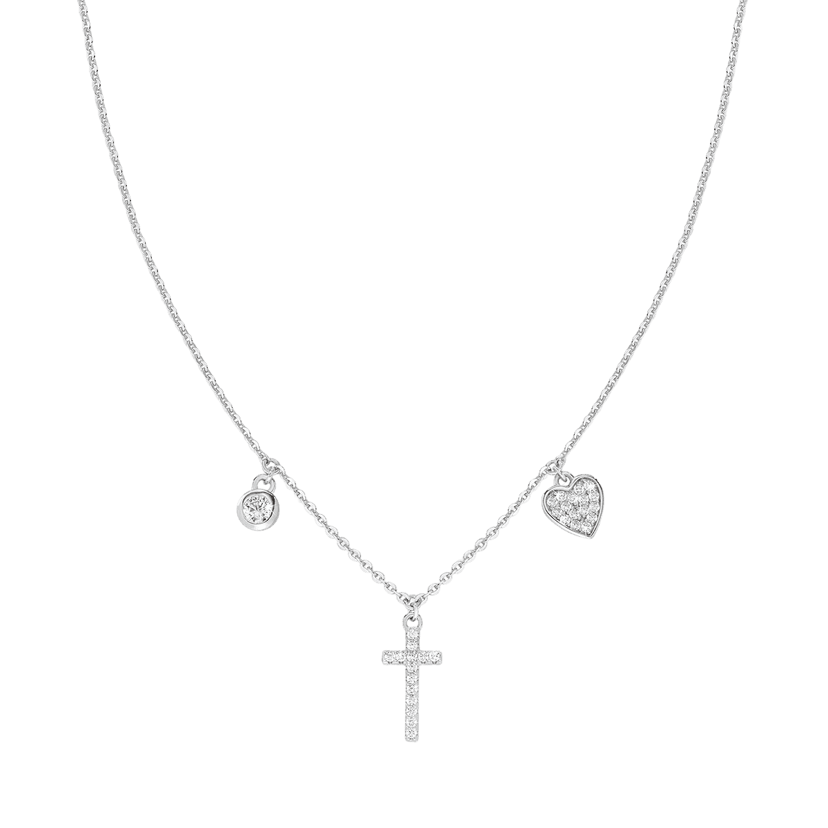 Strieborný náhrdelník AMEN s krížom a srdcom clcrcubbz 2