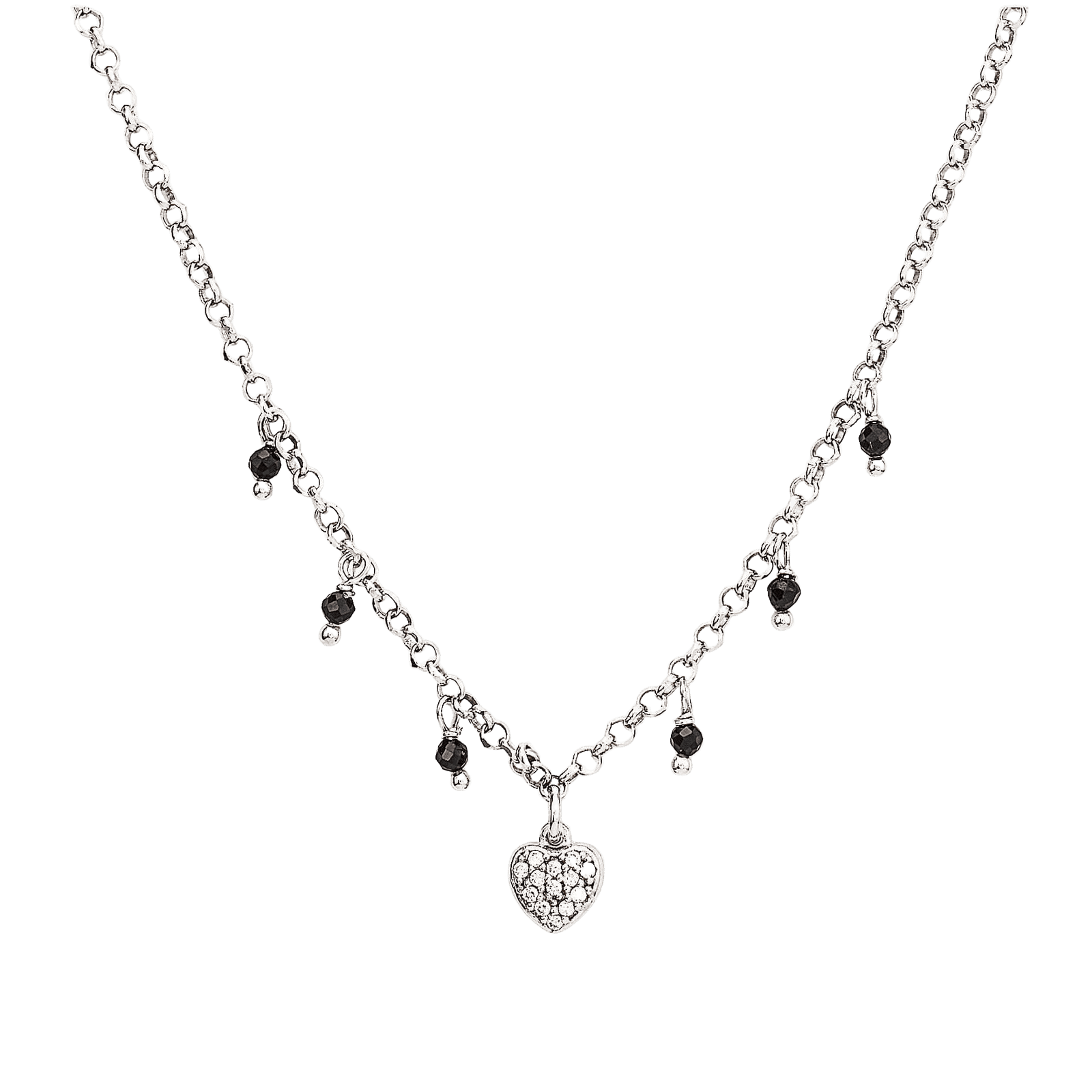 Strieborný náhrdelník s čiernymi krištáľmi AMEN Candy Charm CLCBNZ 2