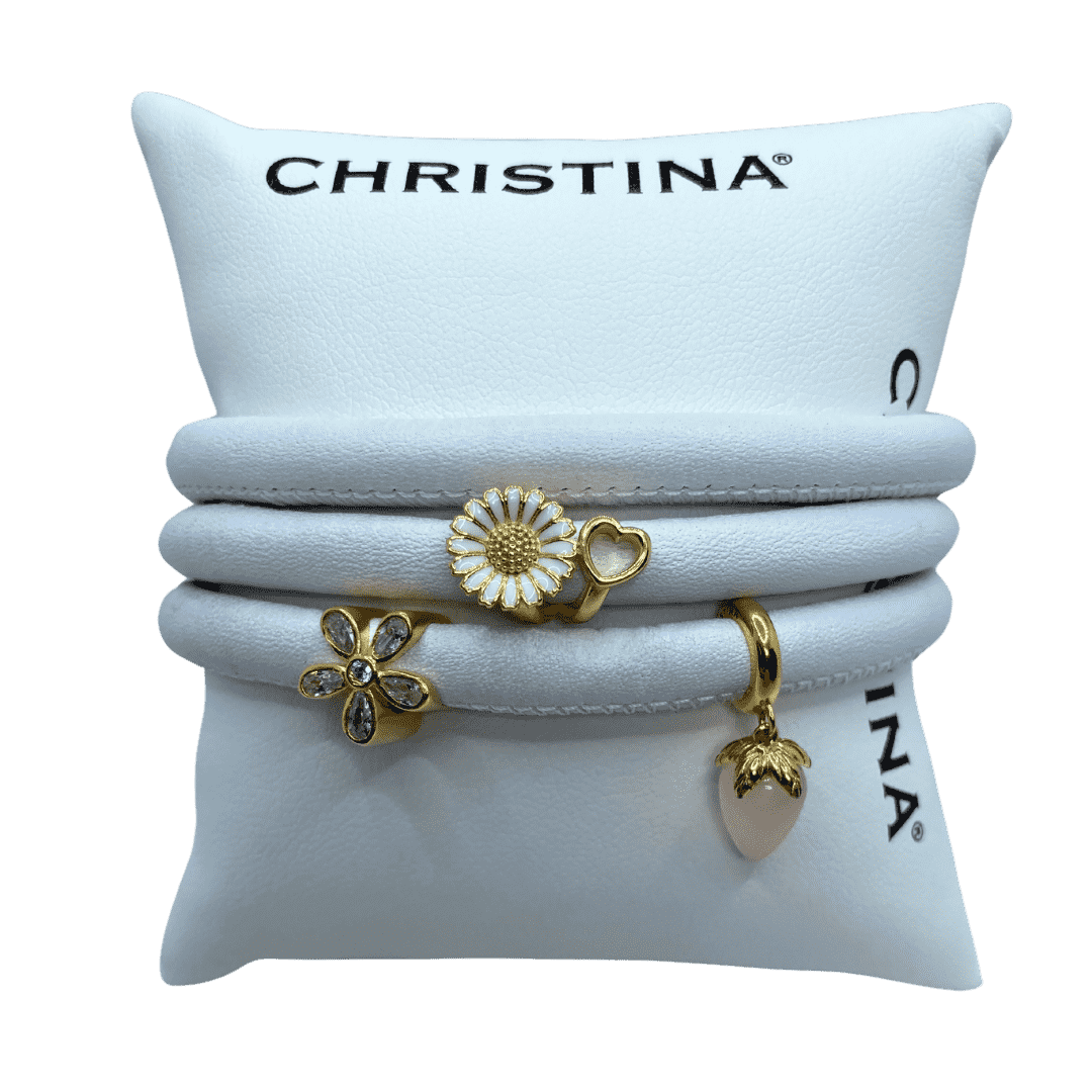 Hotový náramok Christina Nature - Biely Classic s 3 korálikmi - Striebro Ag925/1000 6,0g 2