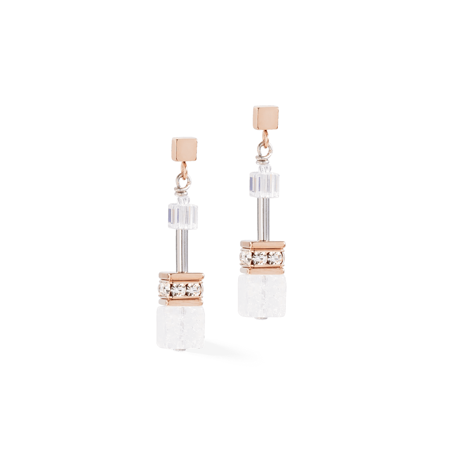 Náušnice Coeur de Lion GeoCUBE® Iconic Nature ružovozlaté / biele 3018211425 2