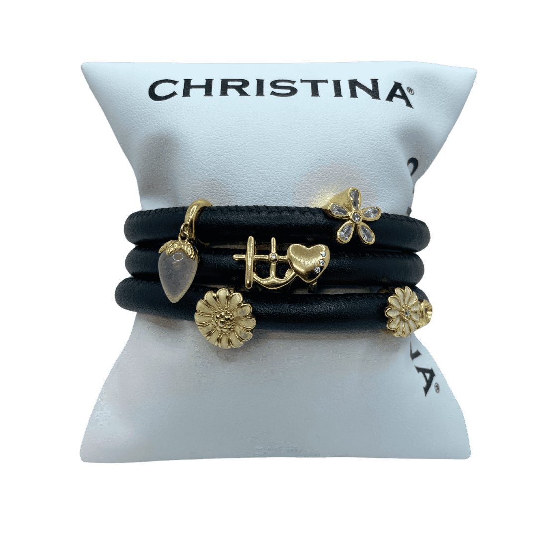 Hotový náramok Christina - čierny Classic s 5 korálikmi - Striebro Ag925/1000 10,0g 2