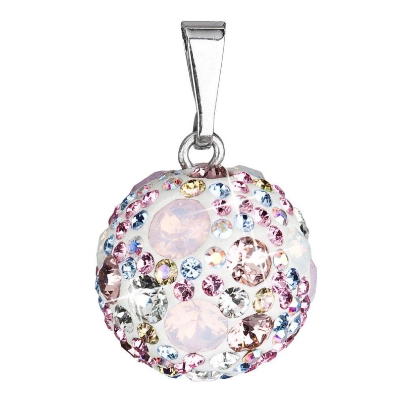 Strieborný prívesok s kryštálmi Swarovski mix farieb okrúhly 34081.3 magic rose 2