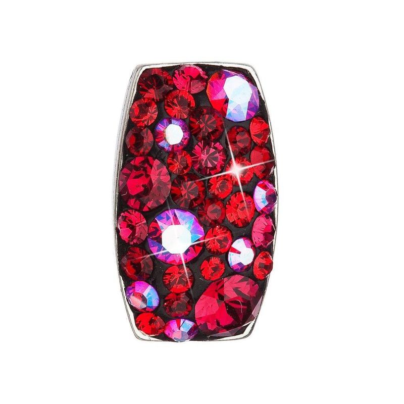 Strieborný prívesok s kryštálmi Swarovski červený obdĺžnik 34194.3 cherry 2