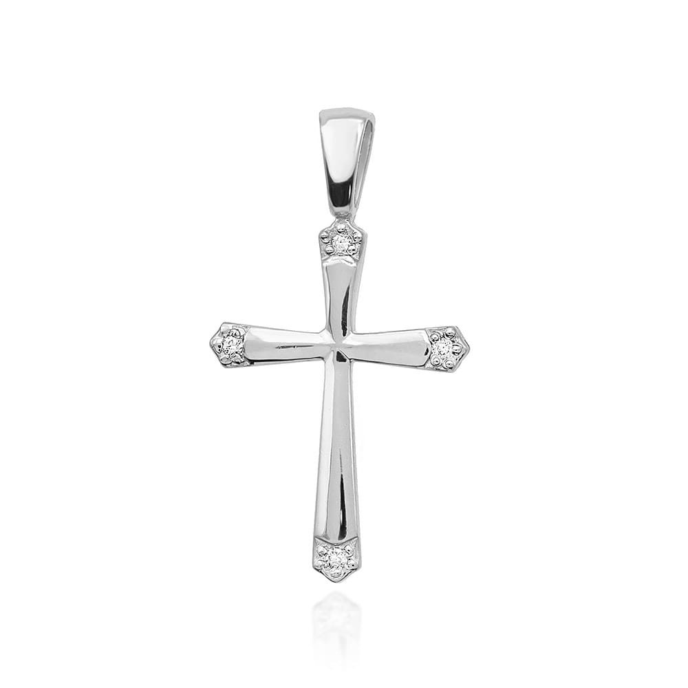 K001 kríž s diamantmi biele zlato Au 585/1000 2