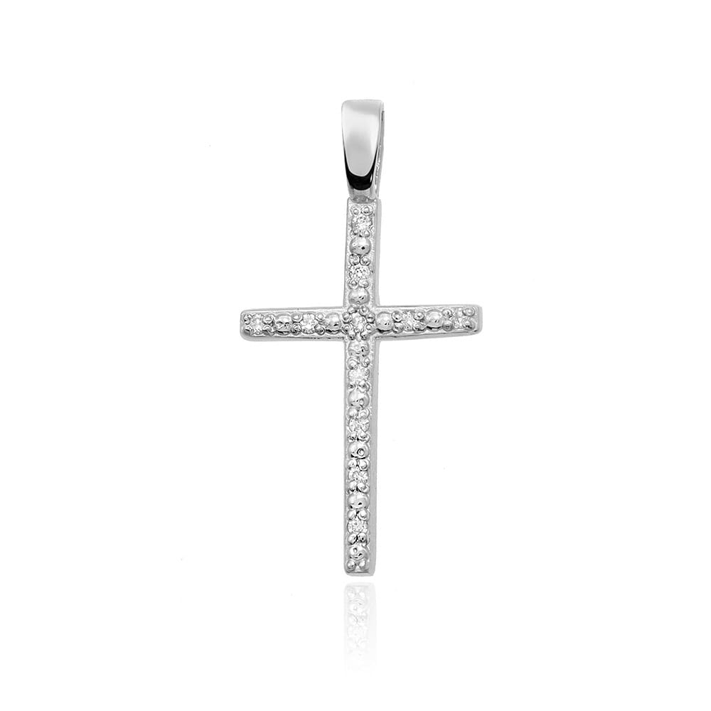 K004 kríž s diamantmi biele zlato Au 585/1000 2