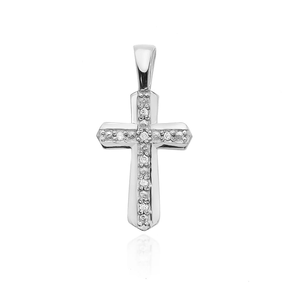 K005 kríž s diamantmi biele zlato Au 585/1000 2