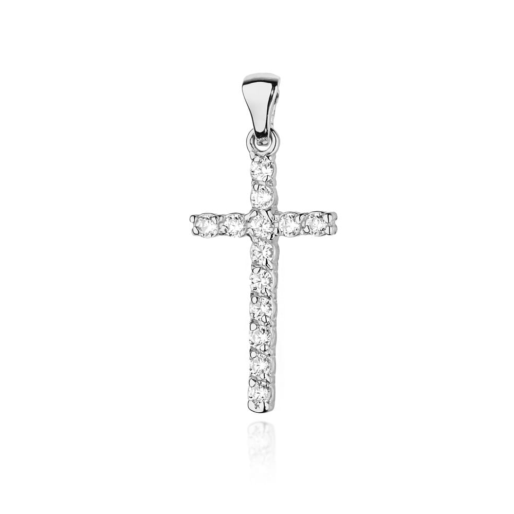 K006 kríž s diamantmi biele zlato Au 585/1000 2