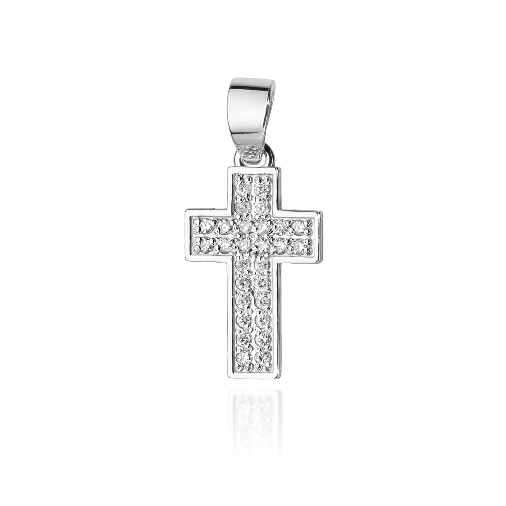 K007 kríž s diamantmi biele zlato Au 585/1000 2