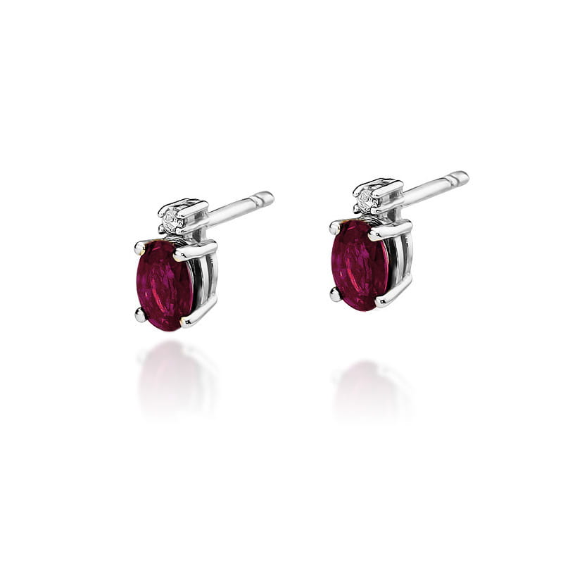 KO001 Ruby náušnice 2 x 0,60ct biele zlato Au 585/1000 2