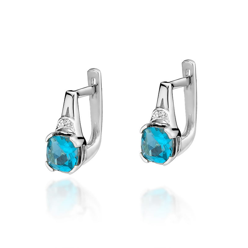 KO040 Topaz náušnice 2 x 1,10ct biele zlato Au 585/1000 2