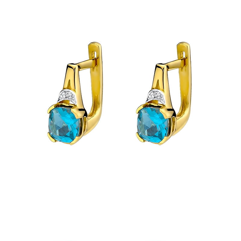 KO040 Topaz náušnice 2 x 1,10ct žlté zlato Au 585/1000 2