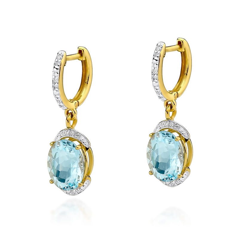 KO150 Topaz náušnice 2 x 3,00ct žlté zlato Au 585/1000 2