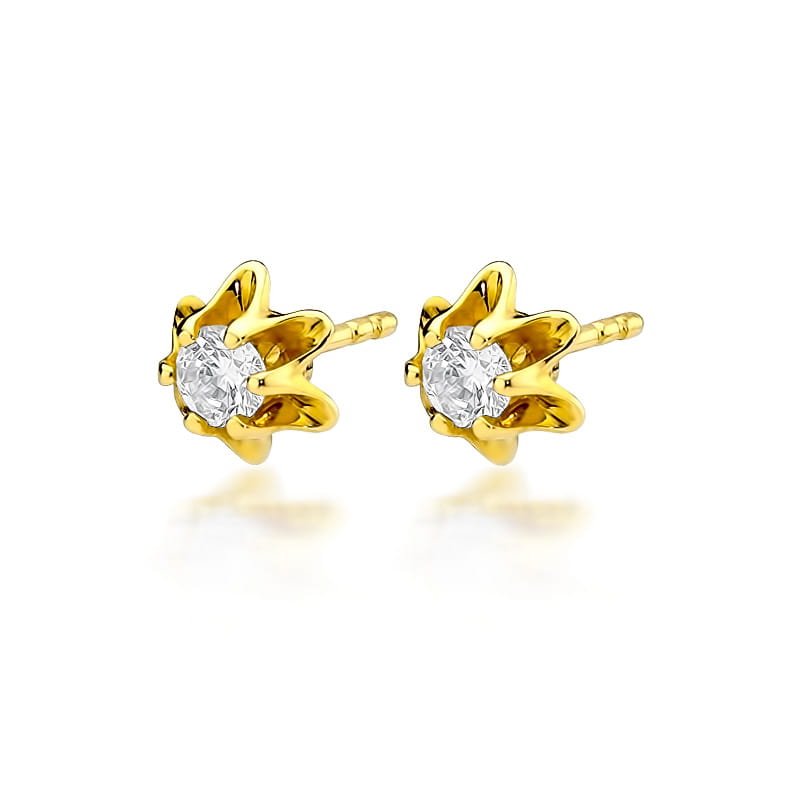 KO152 Diamantové náušnice 2 x 0,20ct žlté zlato Au 585/1000 2