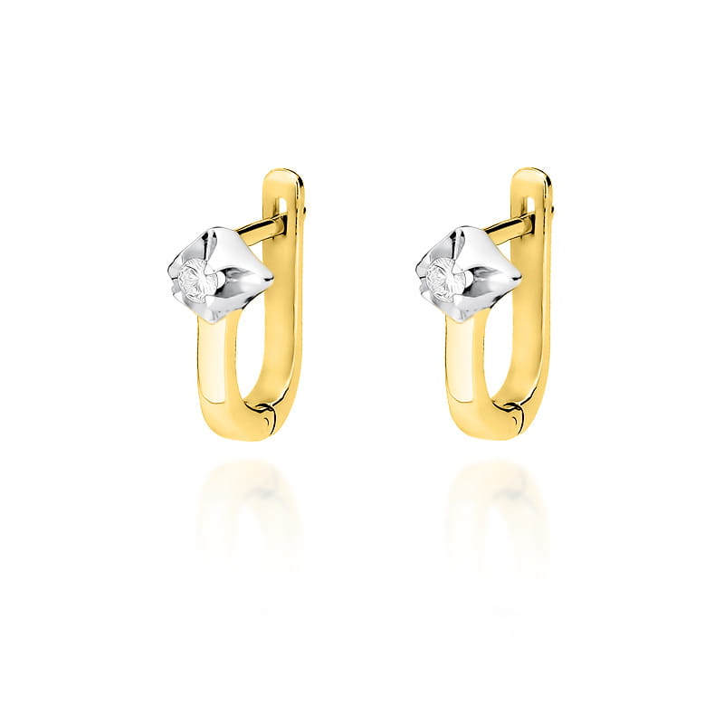 KO155 Diamantové náušnice 2 x 0,09ct žlté zlato Au 585/1000 2