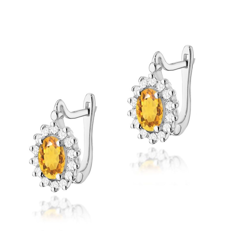 KO182 Citrínové náušnice 2 x 0,60ct biele zlato Au 585/1000 2