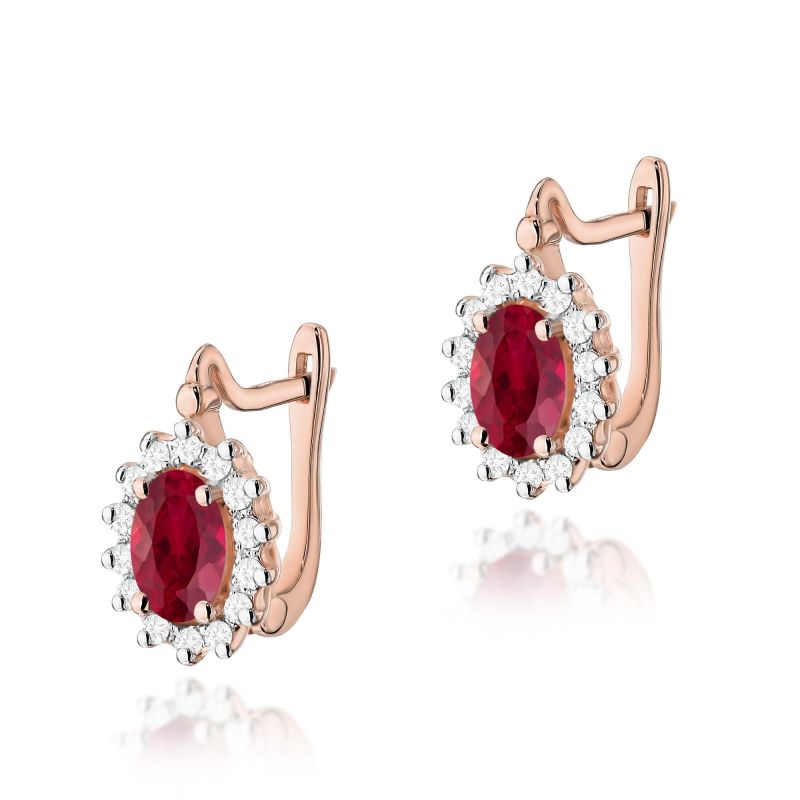 KO182 Ruby náušnice 2 x 0,60ct ružové zlato Au 585/1000 2