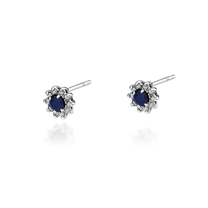 KO185 Náušnice Zafír 2 x 0,15ct biele zlato Au 585/1000 2