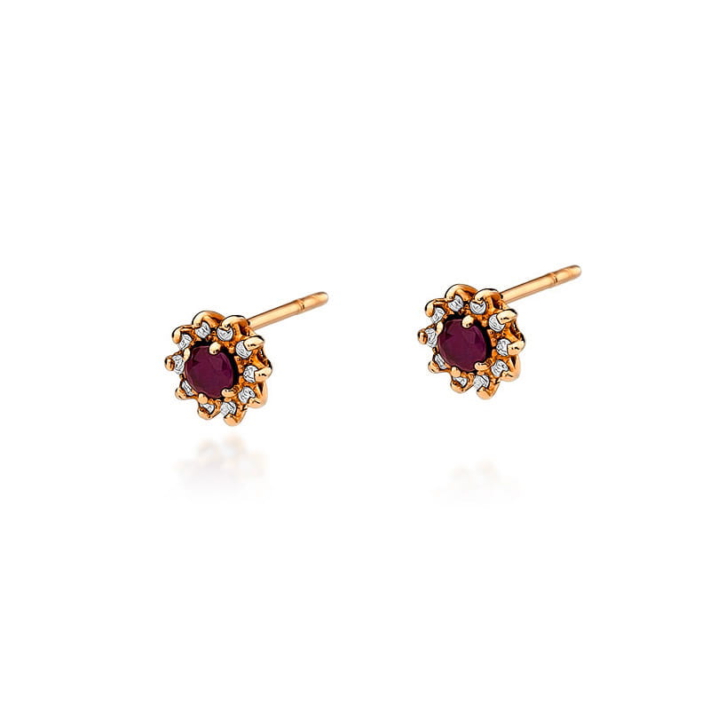 KO185 Ruby náušnice 2 x 0,15ct ružové zlato Au 585/1000 2