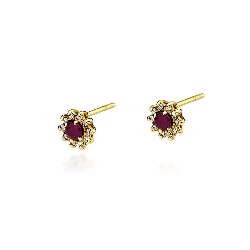 KO185 Ruby náušnice 2 x 0,15ct žlté zlato Au 585/1000 2