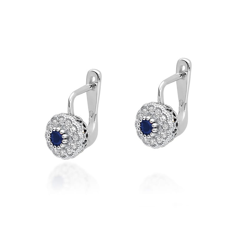 KO284 Náušnice Zafír 2 x 0,15ct biele zlato Au 585/1000 2