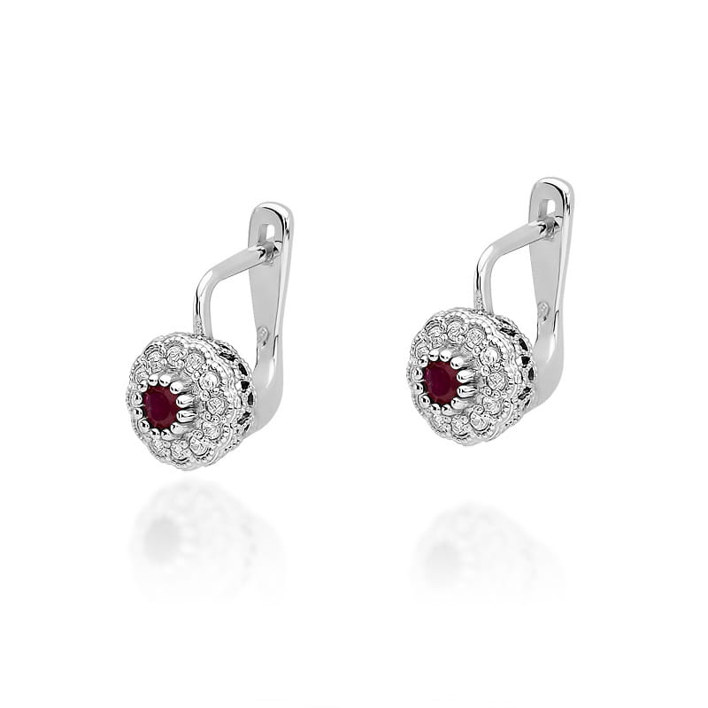KO284 Ruby náušnice 2 x 0,15ct biele zlato Au 585/1000 2