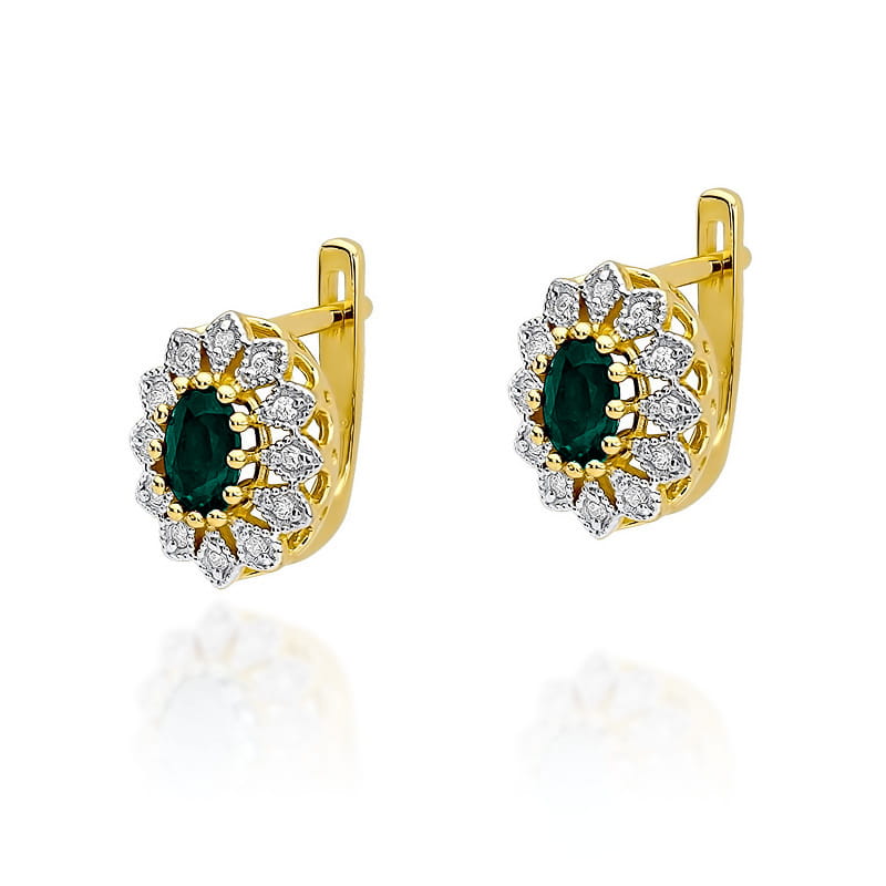 KO354 Náušnice Emerald 2 x 0,40ct žlté zlato Au 585/1000 2