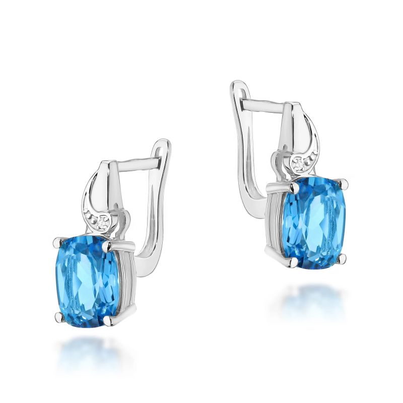 KO400 Topaz náušnice 2 x 2,40ct biele zlato Au 585/1000 2