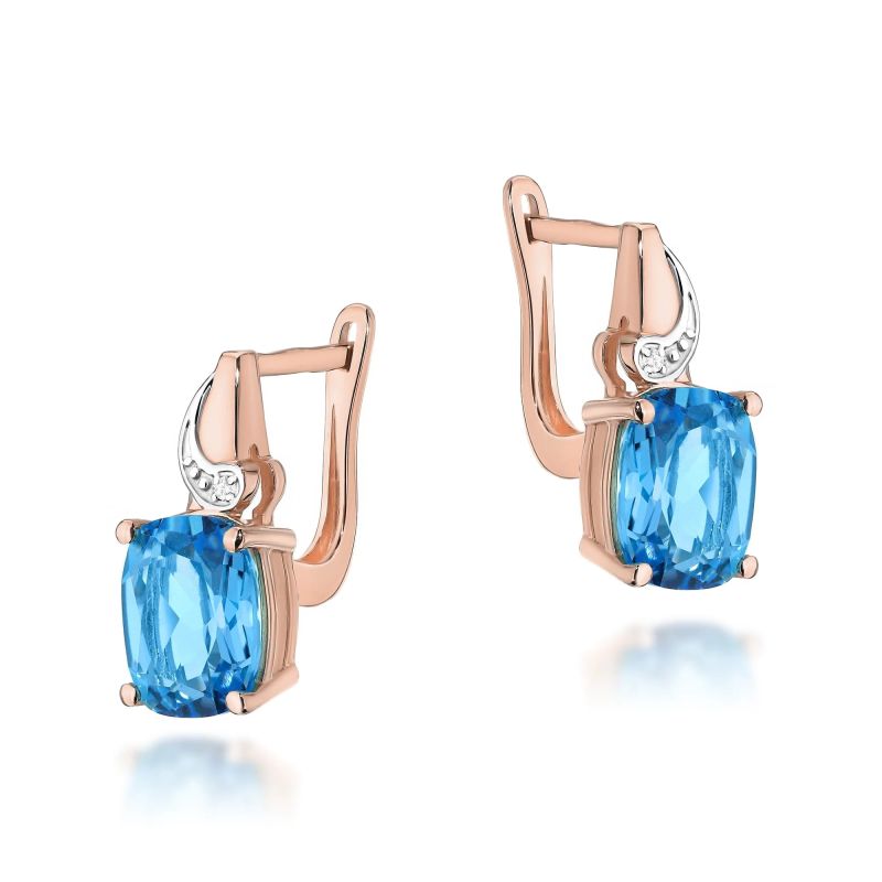 KO400 Topaz náušnice 2 x 2,40ct ružové zlato Au 585/1000 2