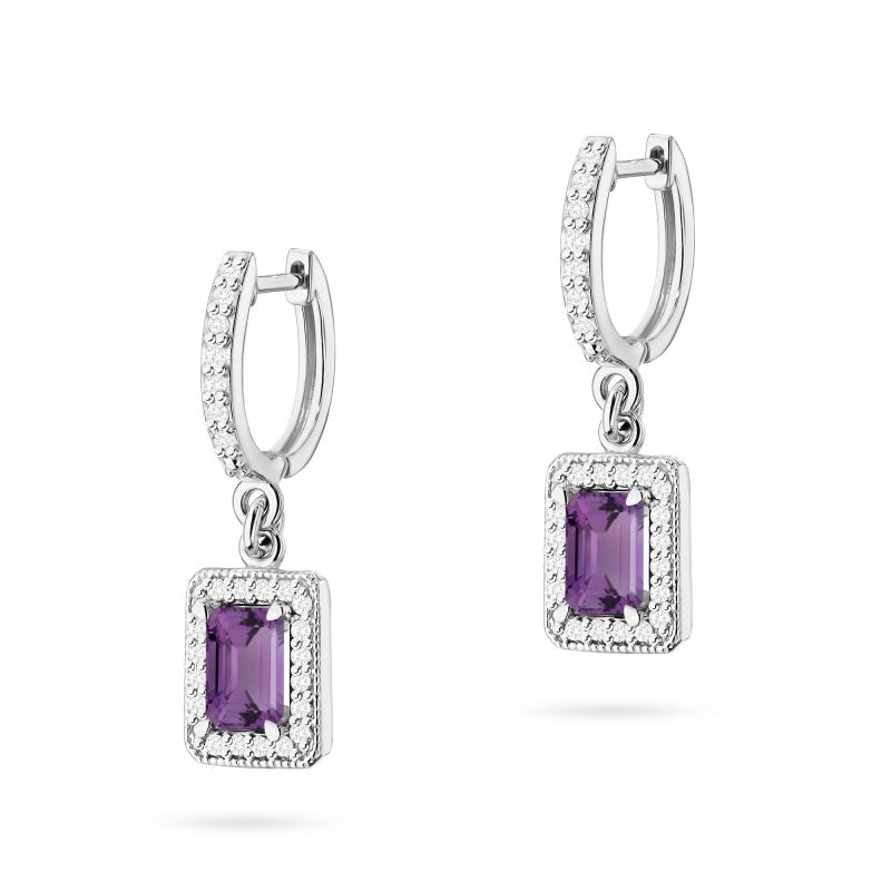 KO422 Ametystové náušnice 2 x 0,50ct biele zlato Au 585/1000 2